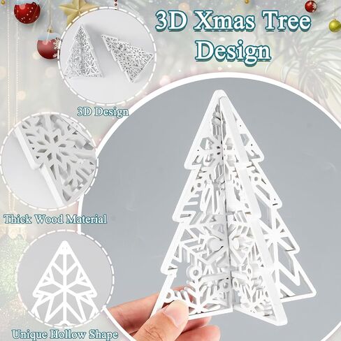 10Pcs 3D Snowflake Christmas Table Decorations Winter Glittering Wooden Snowflake Tabletop Centerpieces 3D Standing Carving Stars Tiered Tray Decor for Xmas Holiday Party Farmhouse Home Decor, 5 Sets in Saudi Arabia