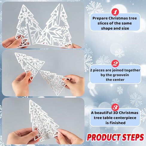 10Pcs 3D Snowflake Christmas Table Decorations Winter Glittering Wooden Snowflake Tabletop Centerpieces 3D Standing Carving Stars Tiered Tray Decor for Xmas Holiday Party Farmhouse Home Decor, 5 Sets in Saudi Arabia