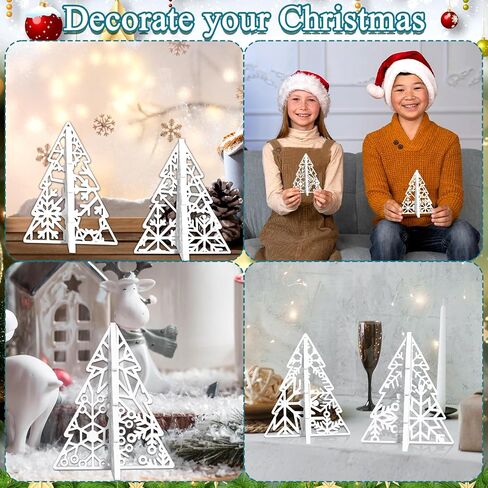 10Pcs 3D Snowflake Christmas Table Decorations Winter Glittering Wooden Snowflake Tabletop Centerpieces 3D Standing Carving Stars Tiered Tray Decor for Xmas Holiday Party Farmhouse Home Decor, 5 Sets in Saudi Arabia