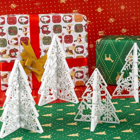 10Pcs 3D Snowflake Christmas Table Decorations Winter Glittering Wooden Snowflake Tabletop Centerpieces 3D Standing Carving Stars Tiered Tray Decor for Xmas Holiday Party Farmhouse Home Decor, 5 Sets in Saudi Arabia