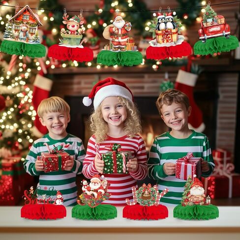 9 Pcs Christmas Decor Indoor, Christmas Party Decorations Table, Christmas Centerpieces for Tables Party, Christmas Table Decor Centerpiece Honeycomb Set Christmas Party Supplies Ornaments in Saudi Arabia
