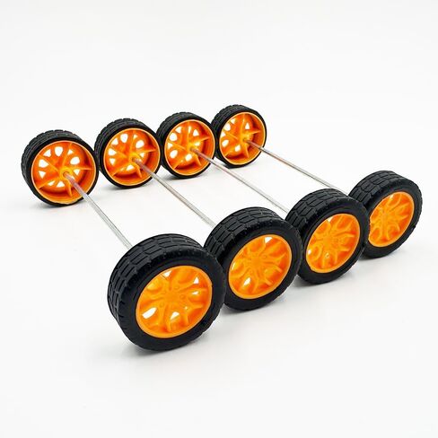 10PCS 2X30MM Toy Car Wheel Rubber Tire Wheel with Shaft Round Axles for RC Car Truck DIY Model Toy Accessories (Yellow) in Saudi Arabia