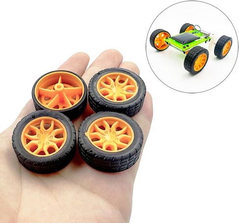 10PCS 2X30MM Toy Car Wheel Rubber Tire Wheel with Shaft Round Axles for RC Car Truck DIY Model Toy Accessories (Yellow) in Saudi Arabia