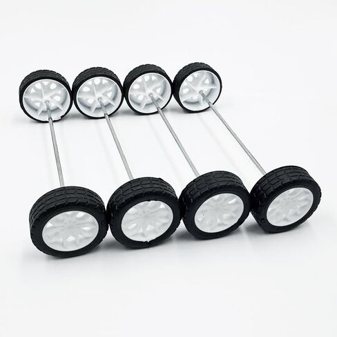 10PCS 2X30MM Toy Car Wheel Rubber Tire Wheel with Shaft Round Axles for RC Car Truck DIY Model Toy Accessories (Yellow) in Saudi Arabia