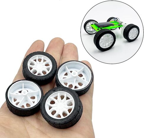 10PCS 2X30MM Toy Car Wheel Rubber Tire Wheel with Shaft Round Axles for RC Car Truck DIY Model Toy Accessories (Yellow) in Saudi Arabia