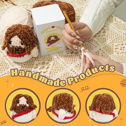Little Jesus Figures, 5" Handmade Crochet Jesus Plush Doll ,Christian Gifts for Women and Men, Emotional Support Crochet Plush Toy for Coworkers and Friend, Sister Birthday Unique Gifts,Get Well Gifts for Mom and Grandma, Perfect for Easter, Christmas, an in Saudi Arabia