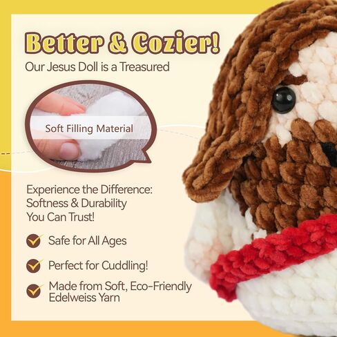 Little Jesus Figures, 5" Handmade Crochet Jesus Plush Doll ,Christian Gifts for Women and Men, Emotional Support Crochet Plush Toy for Coworkers and Friend, Sister Birthday Unique Gifts,Get Well Gifts for Mom and Grandma, Perfect for Easter, Christmas, an in Saudi Arabia