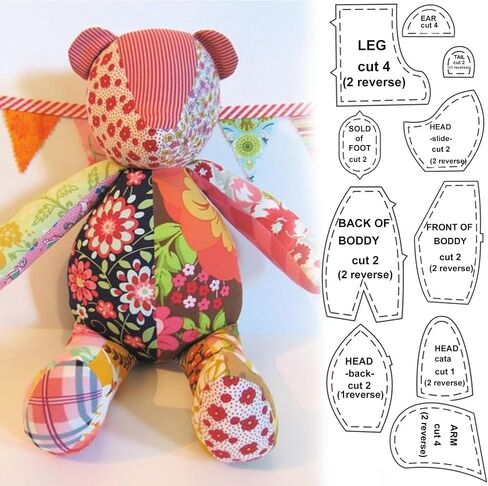 Memory Bear Template Ruler Set with Instructions - Sewing Pattern Template Acrylic Quilting Template Cutting Set, Memory Bear Sewing Patterns Template Home Sewing Art Craft for Gift 10pcs (C-15inch) in Saudi Arabia