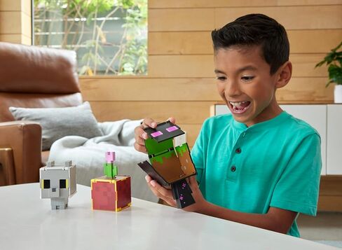 Mattel Minecraft Flippin’ Figs Figures Collection with 2-in-1 Fidget Play, 3.75-inch Scale, Large Heads & Pixelated Design (Characters May Vary) in Saudi Arabia
