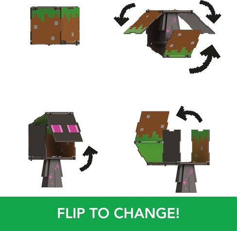 Mattel Minecraft Flippin’ Figs Figures Collection with 2-in-1 Fidget Play, 3.75-inch Scale, Large Heads & Pixelated Design (Characters May Vary) in Saudi Arabia