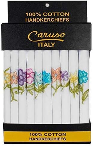 Caruso Italy Women's 100% Pure Cotton Hankerchief | Lady's handkerchief, Soft Hanky | - Pack of 10 in Saudi Arabia