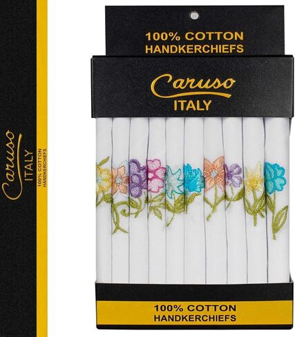 Caruso Italy Women's 100% Pure Cotton Hankerchief | Lady's handkerchief, Soft Hanky | - Pack of 10 in Saudi Arabia