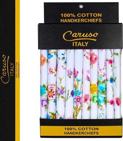 Caruso Italy Women's 100% Pure Cotton Hankerchief | Lady's handkerchief, Soft Hanky | - Pack of 10 in Saudi Arabia
