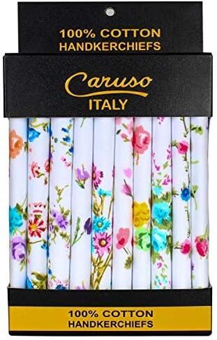 Caruso Italy Women's 100% Pure Cotton Hankerchief | Lady's handkerchief, Soft Hanky | - Pack of 10 in Saudi Arabia