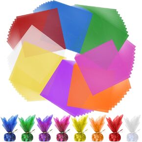 Cellophane Wrap, 120pcs Cellophane Sheets, 8 Multi-Colors Colored Cellophane, 7.5x7.5 Inch Transparent Colored Plastic Wrap, Colored Cellophane Wrap for Christmas Valentine DIY Arts Crafts Decorations