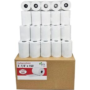 (50 Rolls) 3 1/8 x 150 Thermal Paper Receipt Rolls fits all Clover 55 GSM POS Cash Register Printers SCP700 TSP100 TSP300 TSP400 TSP500 from BuyRegisterRolls