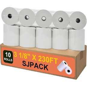 Thermal Paper 3 1/8 x 230ft Pos Receipt Paper, 10 Rolls Cash Register Roll TM-T88 T-20 T-90 SRP-350 370