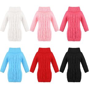 6 Pcs Doll Clothes 11.8 Inch Doll Accessories Clothes Sweater Set Knitted Clothing for Elf Doll Dress up for Christmas Birthday Gift(Bright Color)