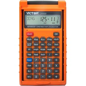 Victor C6000 Advanced Construction Calculator with Protective Case Displays in Fractional or Dimensional Forms Perfect for Carpenters, Renovators,Builders, Contractors, Estimators