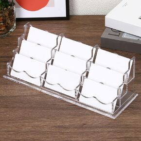 PATIKIL Business Card Holder for Desk, 3 Tiers 9 Slots Business Card Holders Clear Acrylic Card Stand Organizer Cards Display for Office Exhibition