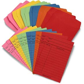 Hygloss Products, Inc 150 Colored Self-Adhesive Library Pockets and Cards, Sets