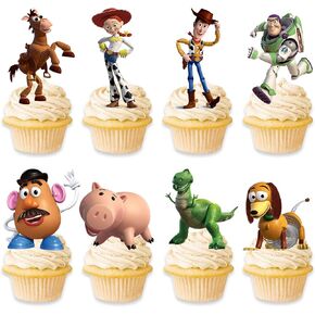 48Pcs Toy Inspired Story Cupcake Toppers for Birthday Cake Cupcake Decorations Toy Birthday Party Supplies