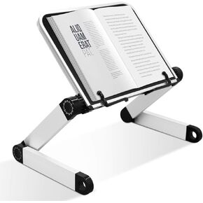 Book Stand Laptop Stand Adjustable Book Holder Tray with Page Paper Clips Ergonomic Multi Heights Angles Adjustable Cooking Bookstands for Textbook Recipe Magazine Laptop Tablet Portable