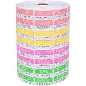 L LIKED 8000 Assorted Double Raffle Tickets 2000 per Roll 50/50 (Blue, Green, Red, Yellow)