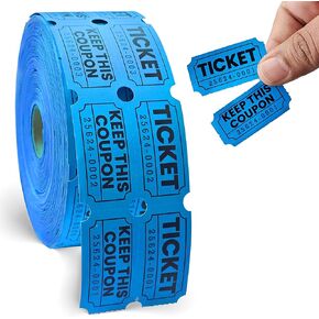 Pm Company 1000 Raffle Tickets Double Roll, 50/50 Blue Raffle Tickets for Events, Carnivals, Fundraisers, Classroom Rewards, and Prizes - 180 GSM Premium Quality