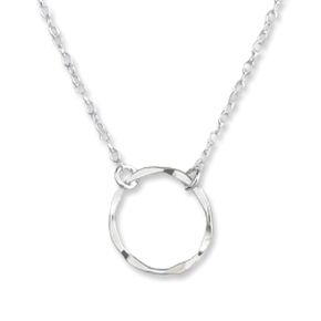 Open Circle Necklace for Women, 14k Gold Filled or Sterling Silver O Ring, Karma or Eternity Choker Layering, Layered Stacked Adjustable Length (Silver, 15-17 inches)