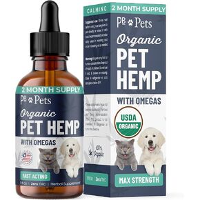 Organic Hemp Oil for Dogs and Cats - Liquid Supplement for Calming, Hip & Joint Support, and Overall Wellness - Made in USA