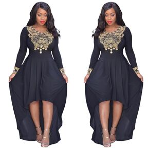 Prom Dress for Women long sleeve High Low party maxi evening wear wedding guest dress black plus size curvy formal homecoming casual bridesmaid dresses fall (One size fit from Small until Large size, Black)