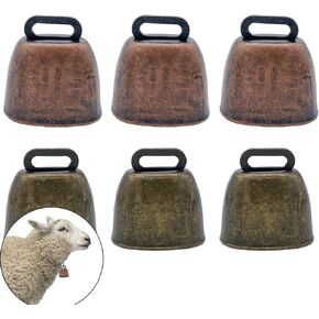 6 Pack Small Brass Bell,Cow Horse Sheep Grazing Copper Bells,Cattle Farm Animal Loud Bronze Bell,Pet Anti-Theft Accessories Bell