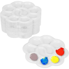 SHIDOW Paint Palette Tray, Paint Dish Tray, Round Paint Palette Tray, Disposable Color Palette,for Painting or DIY Craft Class(50Pcs) (16cm(Little feet Milky))