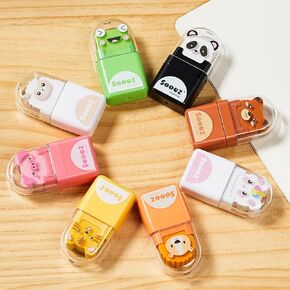 Sooez 8 Pack Pencil Erasers with Clean up Roller, Cute Erasers for Kids, Animal Fun Eraser with Shaving Roller and Cover, for Teacher Class Favor School Supplies Home Office Party