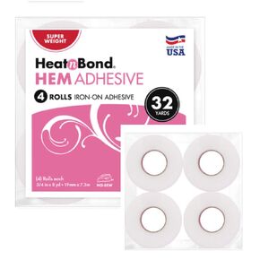 HeatnBond 4 Rolls Hem Tape Iron-On Adhesive, Super Weight, 32 Yards (3/4 Inch x 8 Yards Each), White,