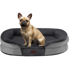Dwanton Orthopedic Dog Bed for Large Dogs, Waterproof Dog Sofa with Egg Foam Support, Washable Pet Bed with Four Sided Bolster Cushion, with Removable Cover & Non-Slip Bottom, 42 Inches, Dark Gray