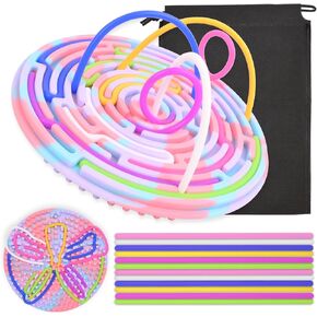 Sensory Activity Board Silicone Fidget Toy for Kids & Adults,Double-Side Silent Fidget Toys Calm Down Toy for ADHD,Autism,Stress Relief,Focus,Anxiety with Travel Bag and 12 Strings (Green)