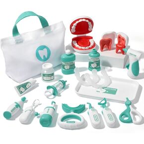 Liberry Toy Doctor Kit for Toddlers 3-5 Years Old, 22 Pieces Dentist Playset with Medical Bag & Dental Tools, Doctor Pretend Play Set for Boys Girls (Green)