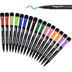 Magnetic Dry Erase Markers - Fine Tip, Assorted Colors, 8 Pack, Low Odor Whiteboard markers for kids, Work On White board & Calendar, Refrigeratorr