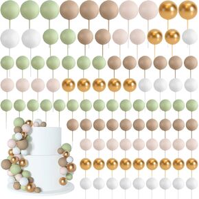 138 Pcs Balls Cake Topper Decorations Balloon Cupcake Toppers Foam Cake Topper Balls Cake Balls Decorations for Birthday Party Wedding Anniversary Cake Decor (Assorted Blue,White,Gold)