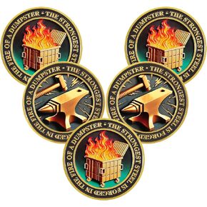 Original Dumpster Fire Challenge Coin - Strong Steel Mini Dumpster Fire Coin - Hilarious Funny Desk Accessories for Work - Coworker Go Away Token - Inspirational Gifts for Men Women Teacher