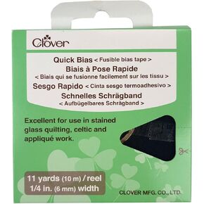 Clover 700-1128 Quick Fusible Bias Tape, 1/4-Inch Wide by 11-Yard, Black