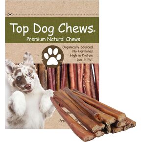 Top Dog Chews - 12 Inch Standard 12 Pack Bully Sticks, Long Lasting, 100% Natural Beef, Free Range Grass Fed, High Protein, Supports Dental Health Dog Treat, 12 Pack