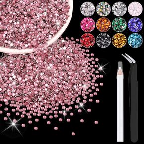 4000PCS 4mm Resin Rhinestones in Bulk (Clear), Bedazzling Flatback Crystals for Crafts DIY Nail Decoration, Gems Charms for Tumbler Shoes Clothing Fabric with Pickup Pen and Tweezers