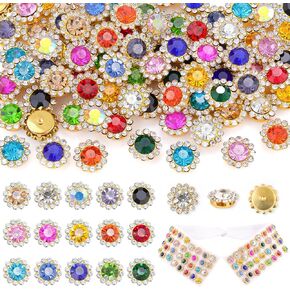 150 PCS 25 Mixed Colors Sew on Rhinestones, Crystal Glass with Metal Base Flower Shape Claw Flatback Rhinestones for Crafting, Bedazzling Rhinestones for Clothes Shoes Hats Bags & Sewing Accessories