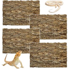 kathson 2PCS 15.7"L x 11.8"W Cork Tile Background Bark Reptile Tank Background Terrarium Backdrop Wall Decor Natural Reptile Climbing Mat for Spider Gecko Lizard Chameleon Bearded Dragon Turtle Snake