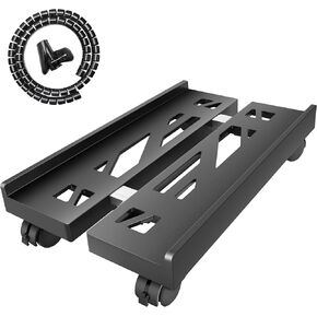 Mobile PC Stand, Adjustable Computer Tower Stand Under Desk, Ventilated Desktop Tower Stand with 4 Locking Caster Wheels, CPU Holder Under Desk for Gamers, Fits Most PC