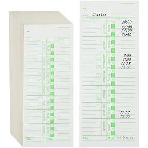 1000PCS Time Cards for Employees Weekly, 1 Sided Time Sheets, 3-1/2" x 9", Green