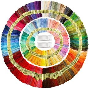 Caydo Embroidery Floss 50 Skeins Embroidery Thread, Rainbow Color Friendship Bracelet String with 12 Pieces Floss Bobbins for Bracelet Making, Sewing Crafts